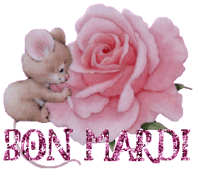 Gif animé Bon mardi rose et ourson